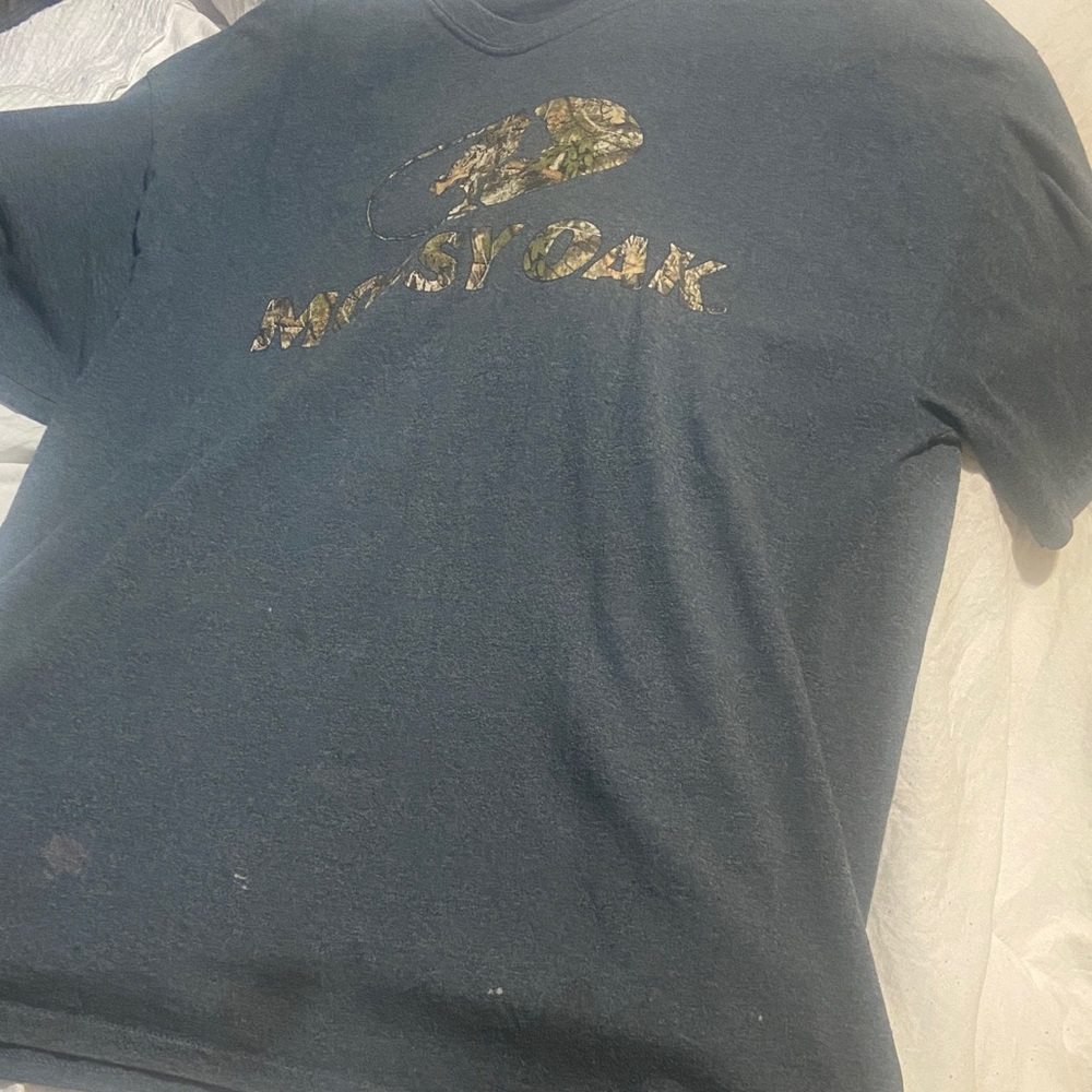 Mossy Oak Black Tee with Camo Logo